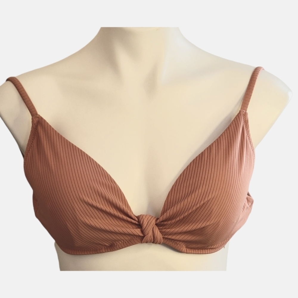 Shade & Shore Ribbed Knot front Bikini top Red/light Maeve Size 36B